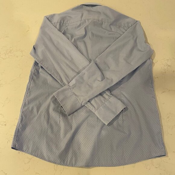 Sondergaard Copenhagen LS Button Down Fitted Polka Dot Print Shirt Blue Sz 16.5 - Picture 7 of 12
